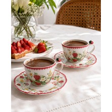Easy Life Collection's Easy Life Jardin Des Fraises 2'li Porselen Kahve Fincan Seti 120 ml