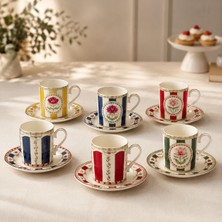 Easy Life Collection's Easy Life Flowery 6'lı Porselen Kahve Fincan Seti 100 ml