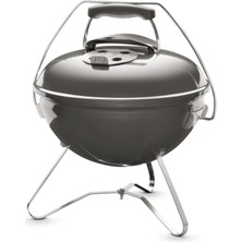 Happy Trend Premium Kömür Izgara Barbekü, 37 cm | Tuck-N-Carry Kapaklı ve Kaplamalı Çelik Ayaklı Taşınabilir Barbekü Izgarası | Katlanır Dış Mekan Ocak | Porselen-Emaye Kase - Duman Grisi