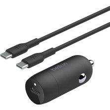Happy Trend 30W Hızlı Araç Şarj Cihazı, Usb-C Güç Dağıtım Portlu Kompakt Tasarım, Usb-C - Usb-C Kablosu Dahil, iPhone 16, 15, Galaxy S23, Note ve Daha Fazlası Için Evrensel Uyumluluk - Siyah
