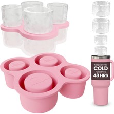 Happy Trend ve Metal Yeniden Kullanılabilir Pipetli Stanley Kupası Için 4 Halkalı Silikon Buz Küpü Tepsisi - Stanley Buz Kalıbı - Stanley Cup Buz Kalıbı - Stanley Cup Buz Küpü Kalıbı 14-40 Oz Bardak