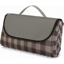 Happy Trend Piknik Örtüsü, Çanta Kamp Matı, Plaj Matı, Piknik Yer Örtüsü, Seyahat, Kamp, Outdoor, Park Çim Kum Tutmaz, Su Geçirmez, Kullanışlı Çanta Model, Katlanabilir 200X150CM - Kahve Ekose