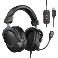 Happy Trend Pc Oyun Kulaklığı, 7.1 Surround Sesli USB Kulaklık, Çıkarılabilir Mikrofon, Kontrol Kutusu, Ps5/ps4/xbox/switch Için Kulak Üstü Kablolu Kulaklık, Black-Ampligame H9