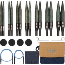 Happy Trend Set Değiştirilebilir Yuvarlak Örgü Şişleri Indigo Wood Short, 3,00 mm - 6,00 mm