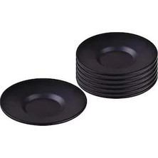 Evstyle Siyah Metal Çay Tabağı 6'lı Set Galvaniz Kaplama Şık Tasarım Özelliğiyle