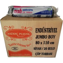 Happy Trend Plastik Endüstriyel Jumbo Çöp Torbası Poşeti 2 Kat Siyah 62 Mic. 500 gr 80 x 110 Cm. / Koli