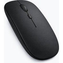 Happy Trend Type-C Şarjlı Bluetooth Mouse MacBook iPad Laptop Uyumlu Ince Gövde Dongle ve Kablo Dahil Siyah