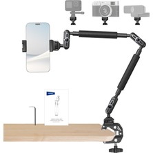 Happy Trend 22 "sihirli Kol W Masa C Kelepçe, Mic Boom Kol Eklemli Üstten Kamera Dağı 1/4 "3/8" Arrı Için Konular, Telefon Mikrofon Webcam Eylem Kamera Video Işık Için Masaüstü Standı Tutucu UA057