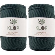 Happy Trend 2mm Polyester Makrome Ipi 2'li Set 460M 400GR Supla ve Çanta Ipliği (Yeşil)