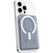 Happy Trend iPhone Için Magsafe ile Uyumlu Transparan Kart, Manyetik Kartlık, Süper Yapışma ve Sağlam Tutuş, Kompakt ve Şık Tasarım Mavi