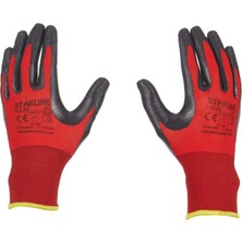 Happy Trend E-43KS Nitril Naylon Eldiven (No: 9) (Kırmızı-Siyah)