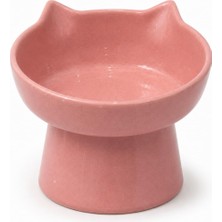 Happy Trend Kedi Köpek Mama ve Su Kabı – Kedi Kulaklı Eğimli ve Yükseltilmiş Mama Kabı, Boyun ve Omurgayı Destekleyen Ergonomik Tasarım, Kolay Temizlenebilir(Pembe Kulaklı)