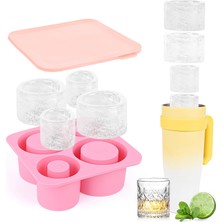 Happy Trend Için Buz Küpü Kalıbı, Banaone Buz Kalıbı, Silikon, 3 Bölmeli ve Kapaklı, Bpa Içermez, Güvenli Buz Küpü Kalıbı, 20 Oz 30 Oz 40 Oz Bardak, Içecek, Kokteyl, Kahve (Pembe)