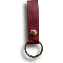 Happy Trend Deri Çıt Çıtlı Anahtarlık, Minimal Anahtarlık, Çıt Çıtlı Çantaya Asılabilir Anahtarlık (Bordo)