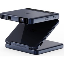 Happy Trend Zıp Üç Katlı Dlp Ultra Taşınabilir Mini Projektör, Bluetooth 5.4, Ekran Yansıtma, 1.5h Çalma Süresi, Tip-C Hızlı Şarj, Sıfır Gecikmeli Odak ve Keystone, Telefon/tablet/pc ile Uyumlu, Mavi