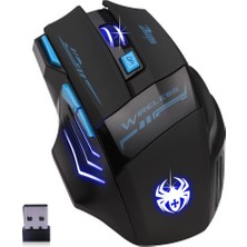 Happy Trend Kablosuz Fare, 2400DPI, 7 Düğme, USB Alıcılı 2,4 Ghz, LED Aydınlatma, Ergonomik Tasarım, Bilgisayar, Mac, Dizüstü Bilgisayar Için Kablosuz Oyun Faresi, Siyah