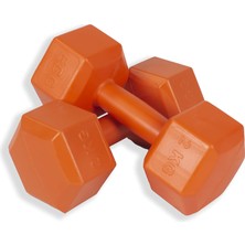 Happy Trend 2 kg Altıgen Turuncu Dambıl Seti 2 kg x 2 Adet Toplam 4 kg Ağırlık Seti
