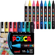 Happy Trend Full Set 8 Akrilik Boya Kalemi Ters Çevrilebilir Orta Uçlu Kalem Uçları, Posca Kalemleri Kaya Boyama, Kumaş, Cam Boya, Metal Boya ve Grafiti Için Akrilik Boya Işaretleyicileridir