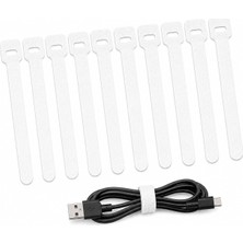 Happy Trend Kablo Düzenleyici Beyaz 15 Cm, Cırt Cırtlı Kablo Bağı, Kablo Toplayıcı Bağlayıcı, Tekrar Kullanılabilir Kablo Sarıcı, Kablo Tutucu Organizer (Beyaz)