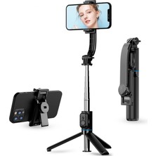 Happy Trend Çok Amaçlı Selfie Çubuğu Masa Üstü Tripod Kumandalı Selfie 360 Derece Dönebilir 107 cm