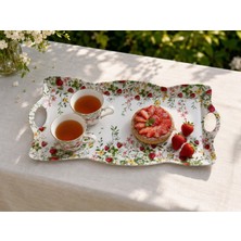 Easy Life Collection's Jardin Des Fraises Melamin Kulplu Tepsi 42 x 20 cm