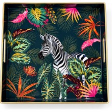 Pozzi Milano Sauvage Zebra Desenli Sunum Tepsisi - 33 x 33 x 4 cm