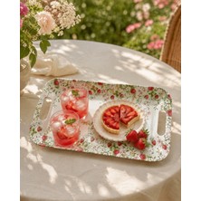 Easy Life Collection's Jardin Des Fraises Melamin Kulplu Tepsi 40 x 21 cm