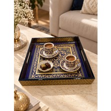 Pozzi Milano Glamour Mdf Tepsi - Mavi - 30 x 30 x 4,5 cm