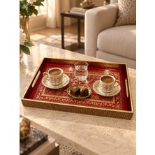 Pozzi Milano Glamour Mdf Tepsı - Kırmızı - 40 × 25 × 4,5 cm