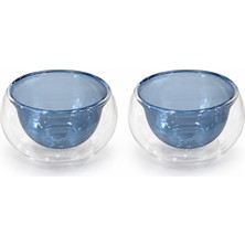 Wd Lifestyle Çift Cidarlı 2’li Cam Tatlı Sunum Kase Seti - 180 ml