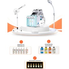 Toplam 9 Fonksiyon Hydrafacial Vapozon Buhar Büyüteçli Loop Lamba (Amerikan Cilt Bakım Seti)