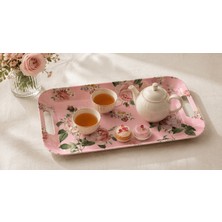 Easy Life Collection's Chant Des Roses Melamin Kulplu Tepsi 40 x 21 cm
