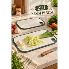 Porsima L-01009 2'li Sarımsak Rendeli Kesim Pano Seti – Kaymaz Çerçeveli Plastik Kesme Tahtası ve Sunum Tahtası