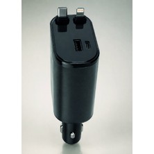 SBN - Store 120W Hızlı Şarj Destekli 4'ü 1 Arada Araç Şarj Cihazı Type-C, Lightning, USB ve Usb-C Çıkışlı