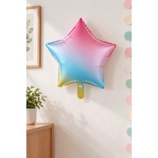 Patladı Gitti Gökkuşağı Yıldız Folyo Balon Renkli 1 Adet Bebek Çocuk Parti Kutlama