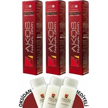 Akos Tüp Boya Seti 7.53 Yakut Kızılı Saç Boyası 60 ml ( 3 Adet Boya+ 3 Adet Oksidan)