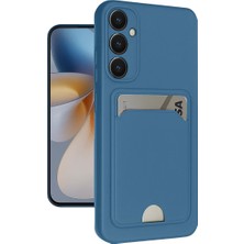 A-Luxe Samsung Galaxy S24 Fe Kılıf Kelvin Kartvizitli Silikon - Mavi