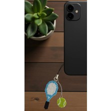 Seard Miyuki Boncuk El Yapımı Mavi Tenis Raketi ve Tenis Topu Telefon Çarmı - Charm