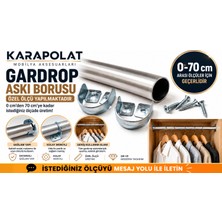 Karapolat Gardrop Askı Borusu Özel Ölçü 0-70 cm Metal Elbise Dolap Askı Borusu + 2 Adet Askı Aparatı