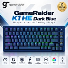 Gameraider K1 He Dark Blue Ultra-Fast Lime Manyetik Switch 8k Hz Türkçe Kablolu Gaming Klavye