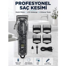 SBN - Store Profesyonel Erkek Tıraş Makinesi Güçlü Motorlu LCD Göstergeli 1800 Mah Bataryalı USB Şarjlı Saç Kesme Makinesi