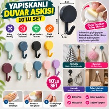 Svoria Store  10 Lu Plastik Kendinden Yapışkanlı Renkli Askı Seti