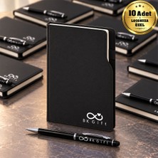 BK Gift Logonuza Özel 10 Adet 374 Termo Deri Tarihli Ajanda & Siyah Touch Pen Tükenmez Kalem