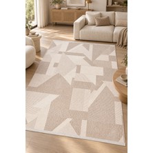 Hann Home Collection Blokıs Vizon Krem Salon Oturma Odası Koridor Robot Süpürge Uyumlu Kaymaz Taban Sisal Görünümlü Kolay