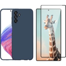 Tekno Grup Galaxy A04S Kılıf Içi Kadife Yumuşak Lansman Kılıf-Lacivert + Tam Kaplayan Antistatik Cam Ekran Koruyucu