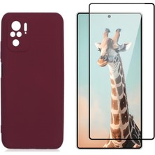Tekno Grup Xiaomi Poco M5S Kılıf  Içi Kadife Yumuşak Lansman Kılıf-Koyu Mor + Tam Kaplayan Antistatik Cam Ekran Koruyucu