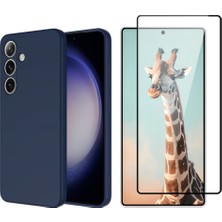 Tekno Grup Galaxy S26 Kılıf Içi Kadife Yumuşak Lansman Kılıf-Lacivert + Tam Kaplayan Antistatik Cam Ekran Koruyucu