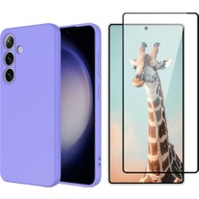 Tekno Grup Galaxy A56 Kılıf Içi Kadife Yumuşak Lansman Kılıf-Lila + Tam Kaplayan Antistatik Cam Ekran Koruyucu