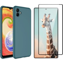 Tekno Grup Galaxy A04 Kılıf Içi Kadife Yumuşak Lansman Kılıf-Koyu Yeşil + Tam Kaplayan Antistatik Cam Ekran Koruyucu