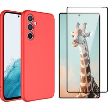 Tekno Grup Galaxy A34 Kılıf Içi Kadife Yumuşak Lansman Kılıf-Kırmızı + Tam Kaplayan Antistatik Cam Ekran Koruyucu